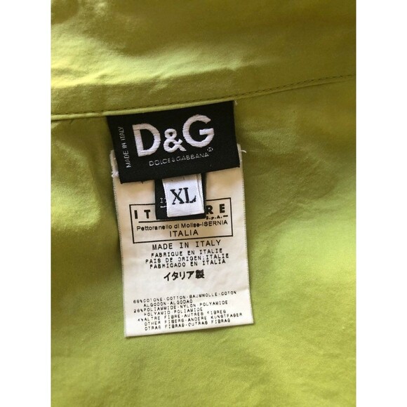 Y2K D & G. DOLCE & GABBANA. Green Tuxedo Blouse. Extra Large. AS IS. STAINED - Picture 9 of 10